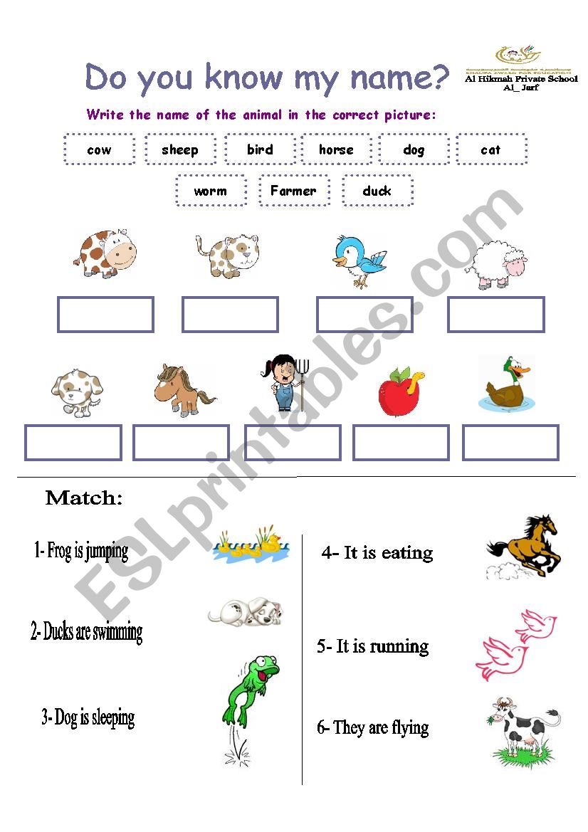 farm animals worksheet