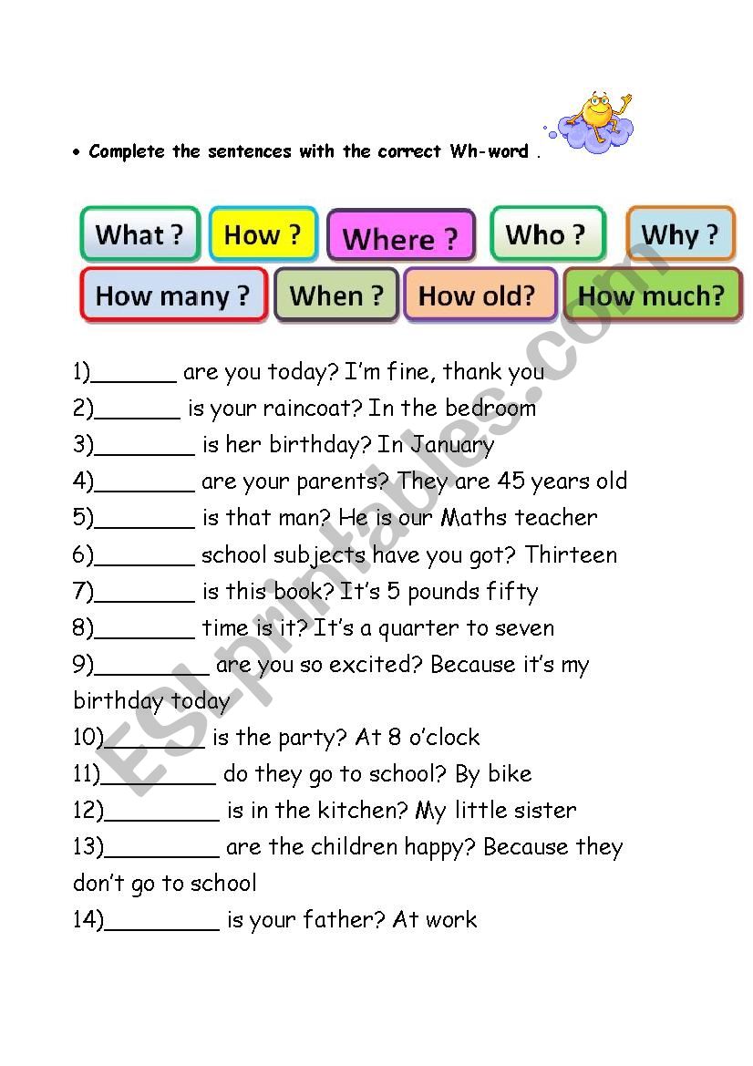 wh questions worksheet