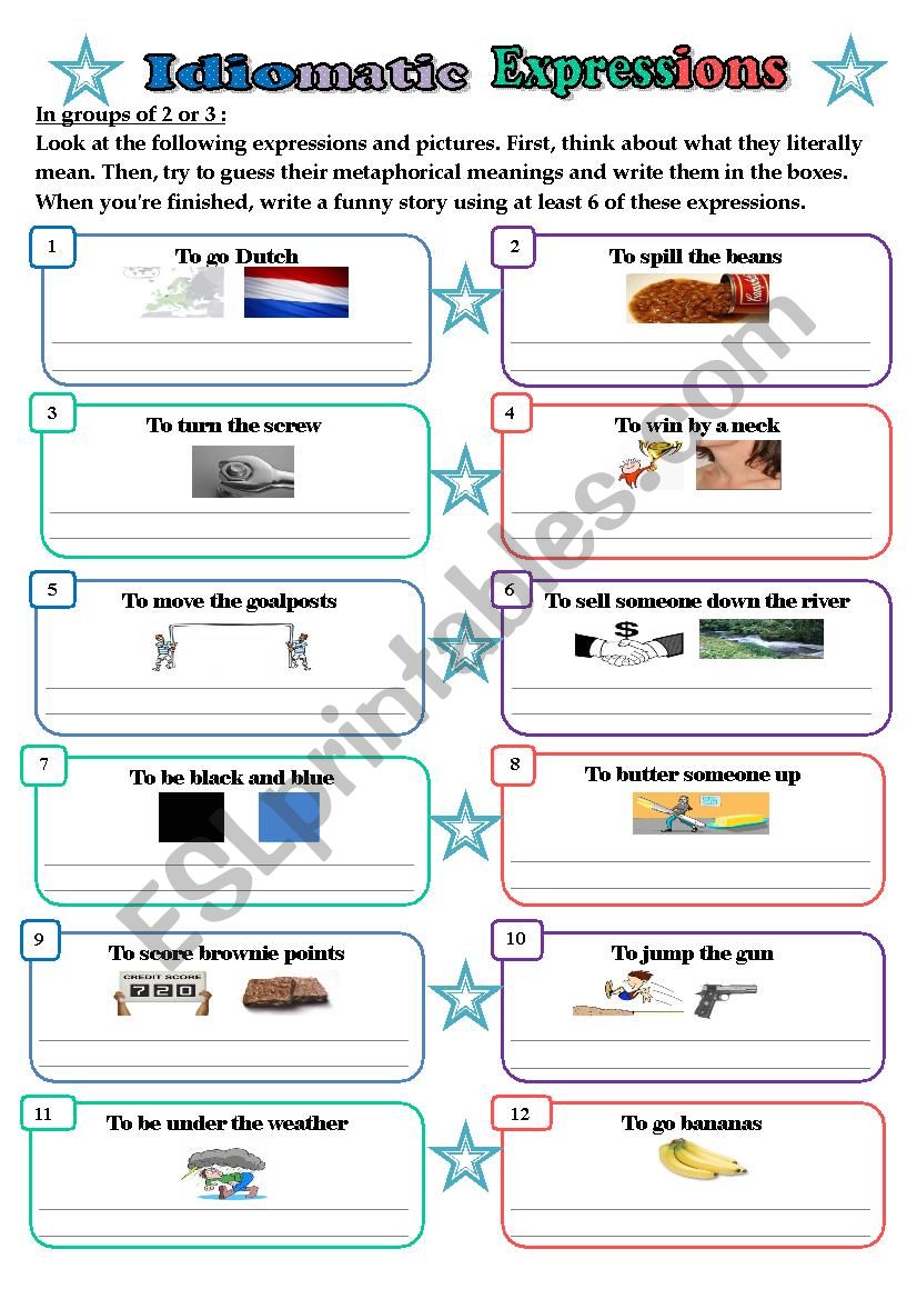 Idiomatic Expressions - Literal meaning vs metaphorical meaning