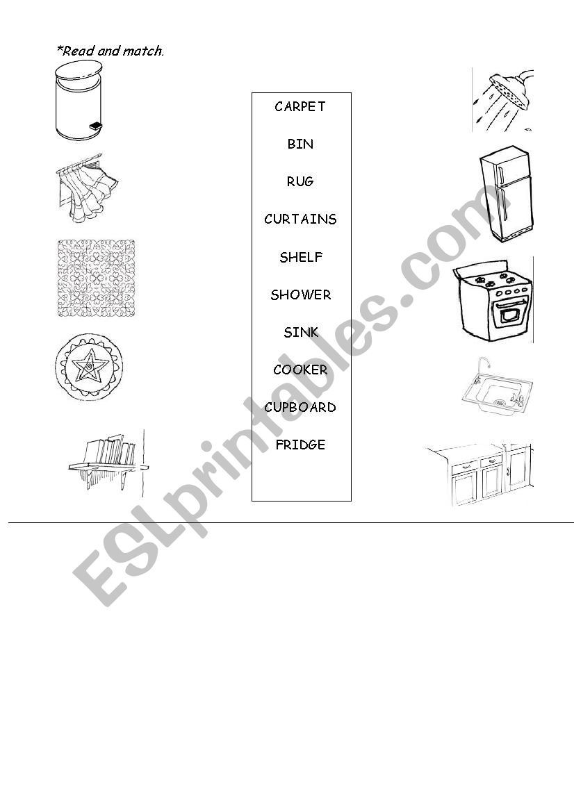 THINGS IN A HOUSE worksheet