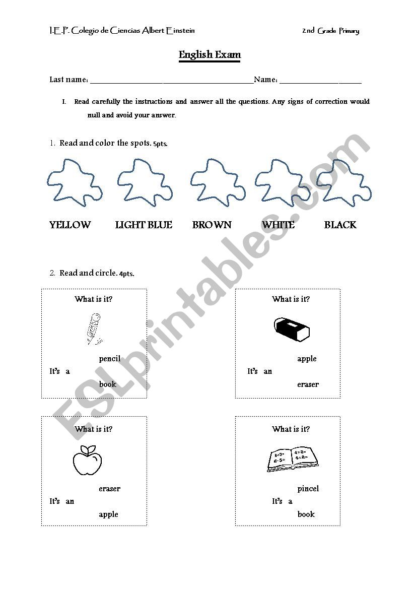 Exam worksheet