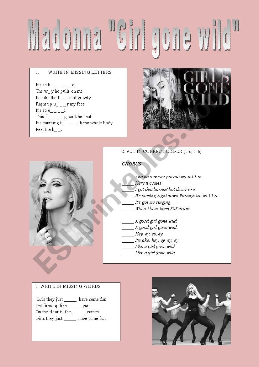 Madonna  worksheet