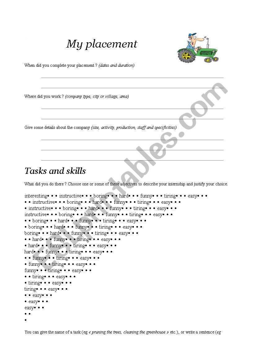 Training period  worksheet