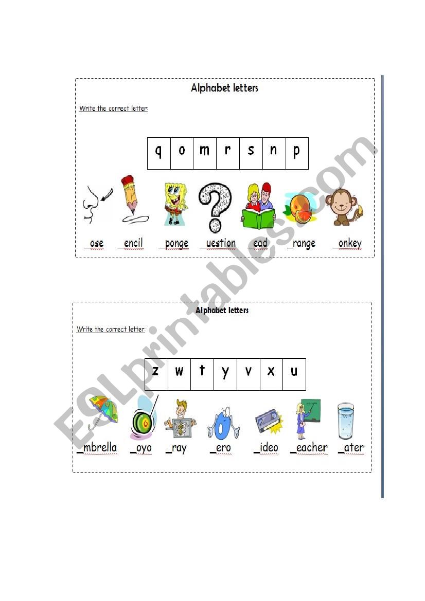 alphabet letters worksheet