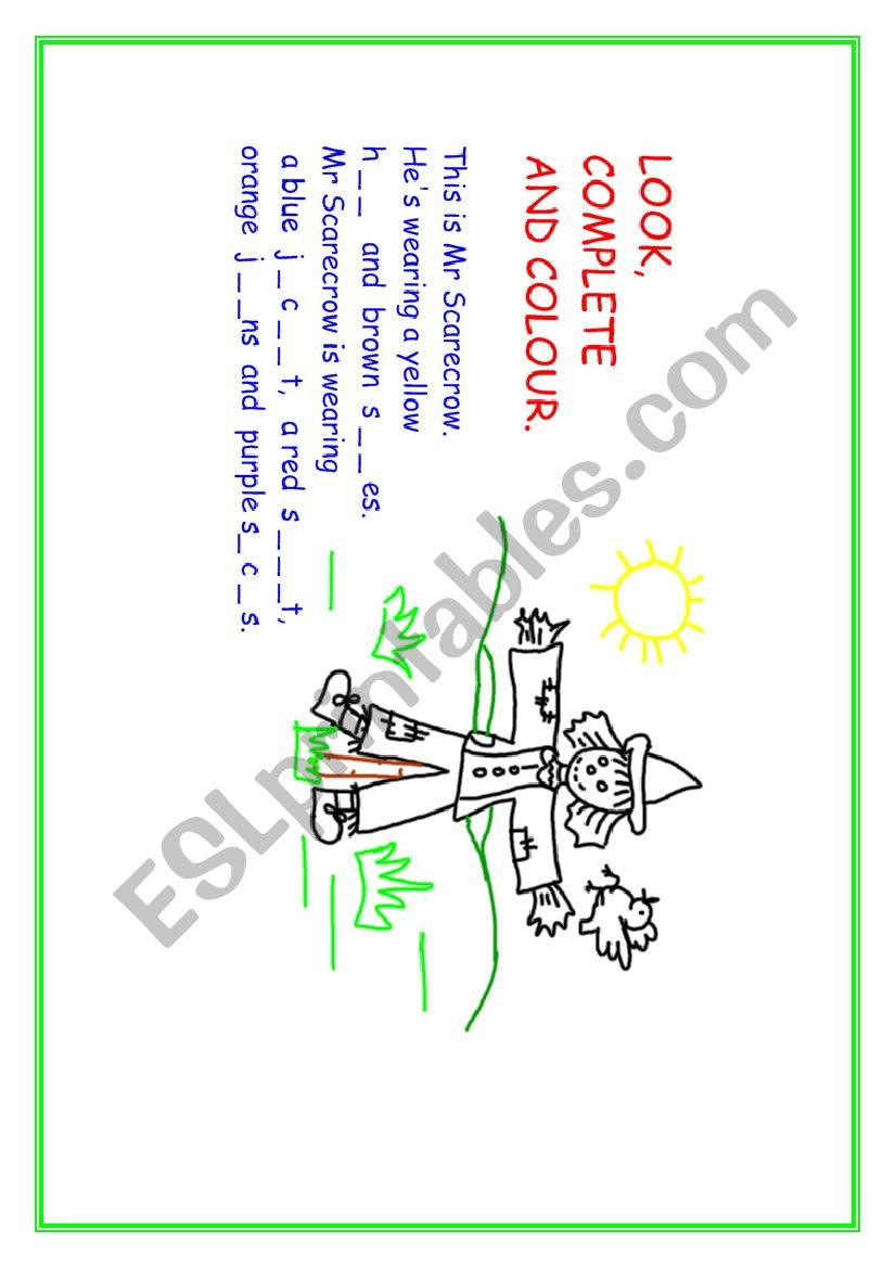 mr scarecrow worksheet