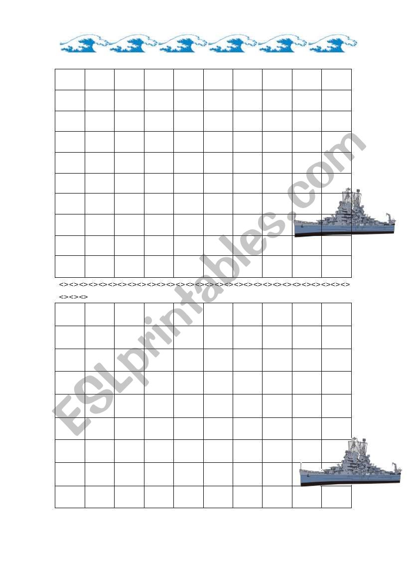 Battleship English worksheet