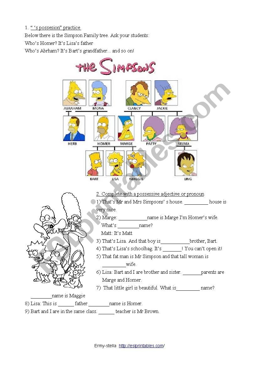 How to indicate possession with the Simpson Family