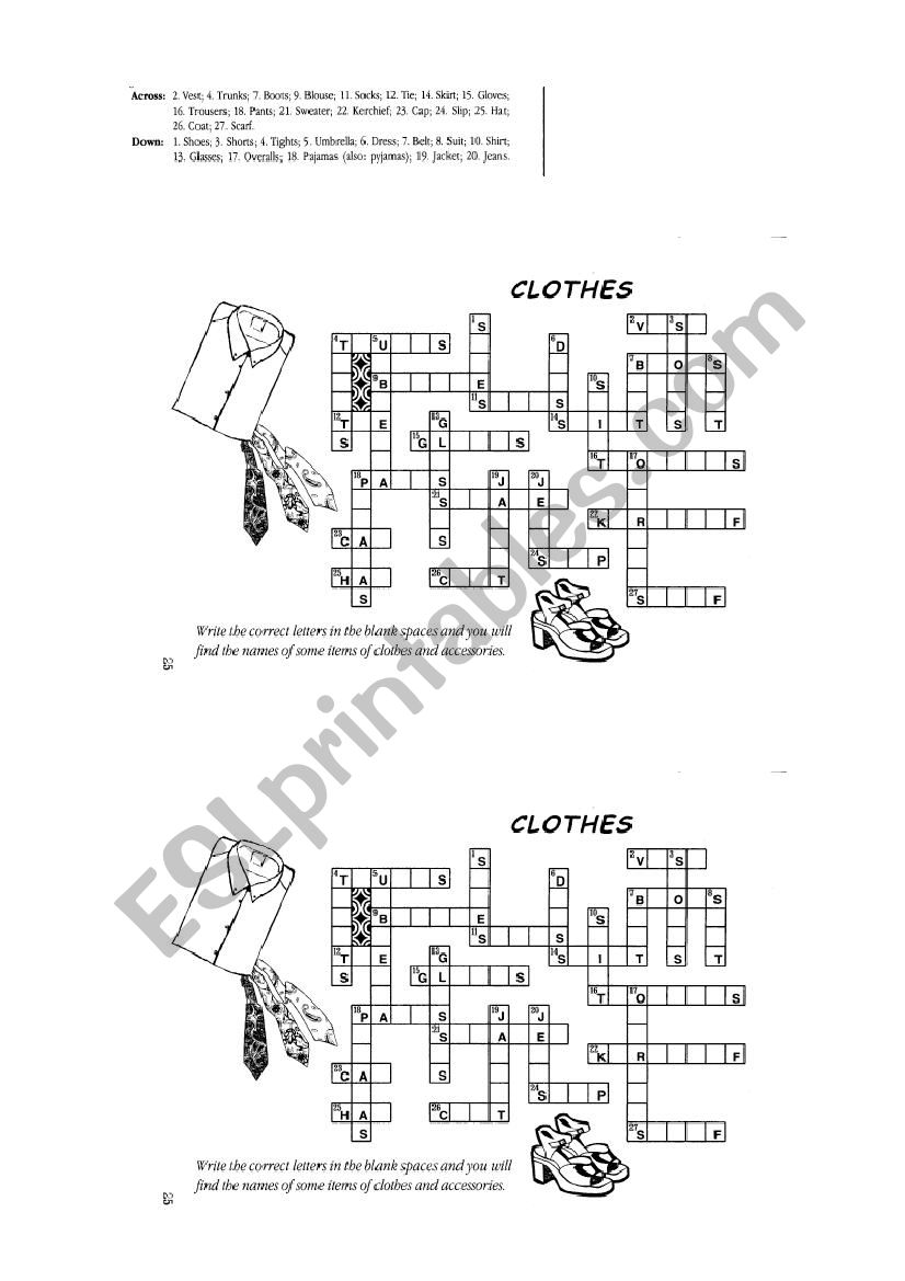 clothes worksheet