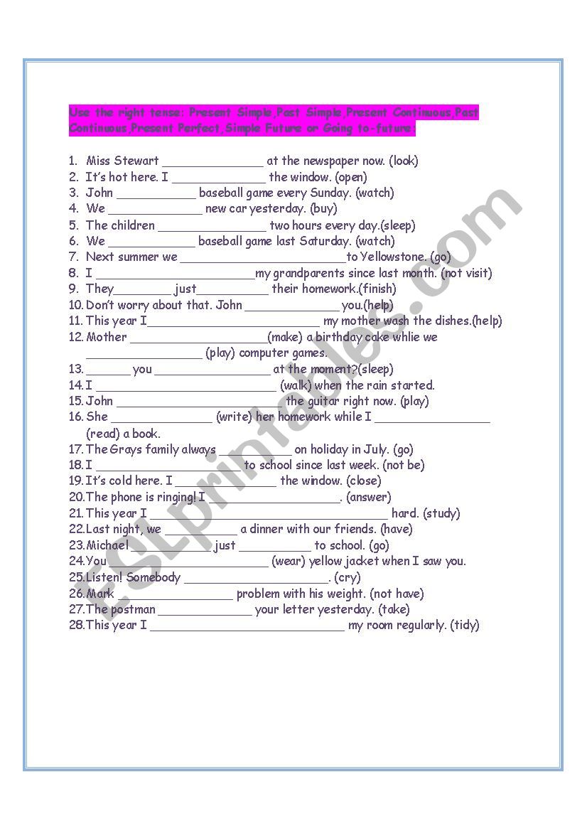 All tenses worksheet