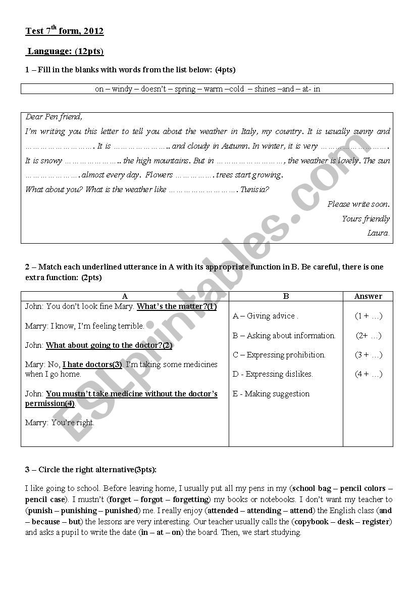 languages tasks worksheet