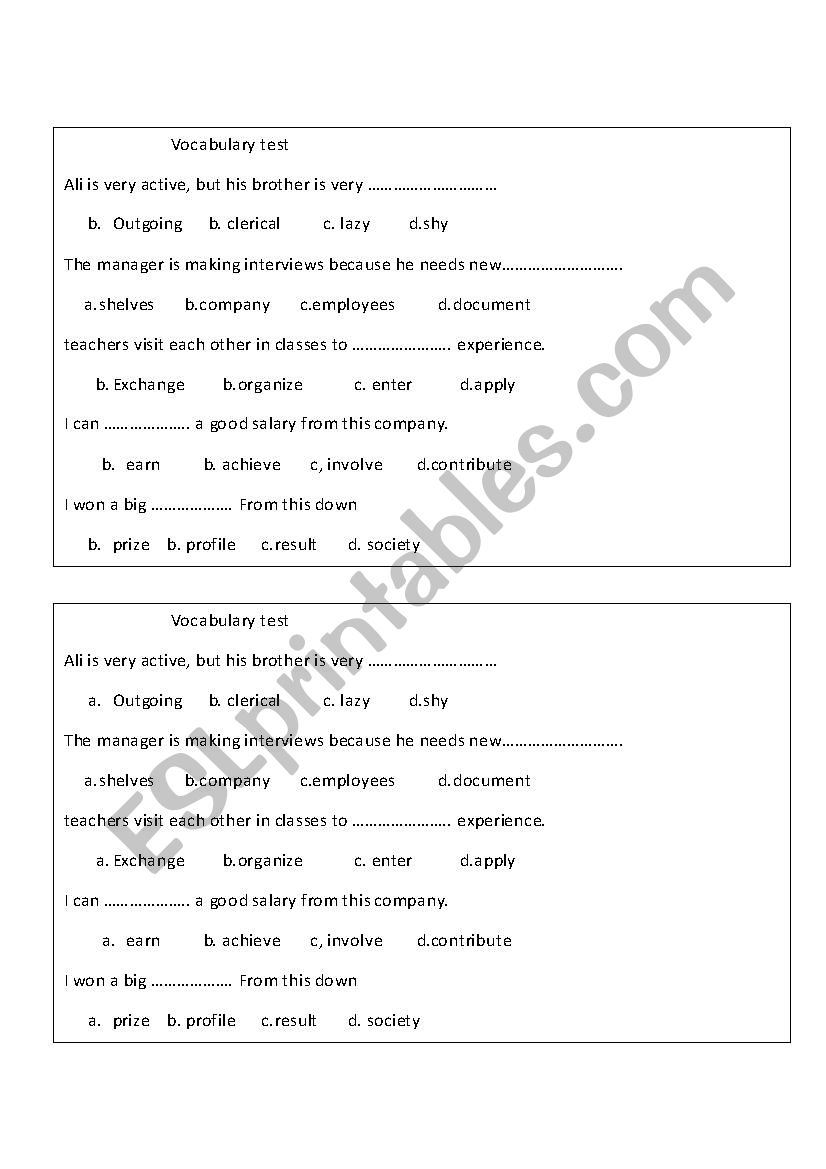 adjective quiz worksheet