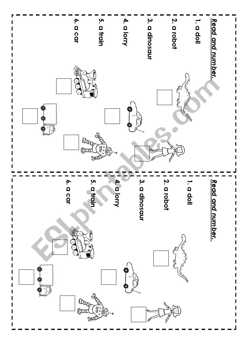 Read  and number the pictures worksheet