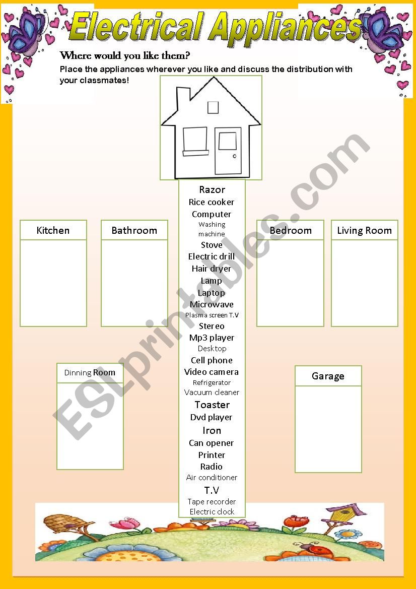 Electrical Appliances worksheet