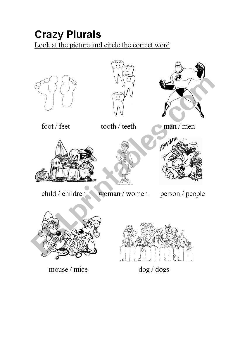 Crazy Plurals worksheet