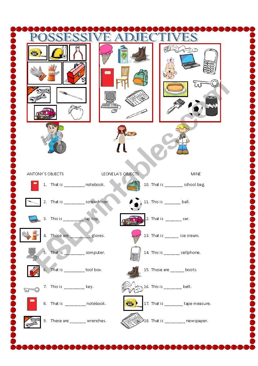 possessive adjectives worksheet