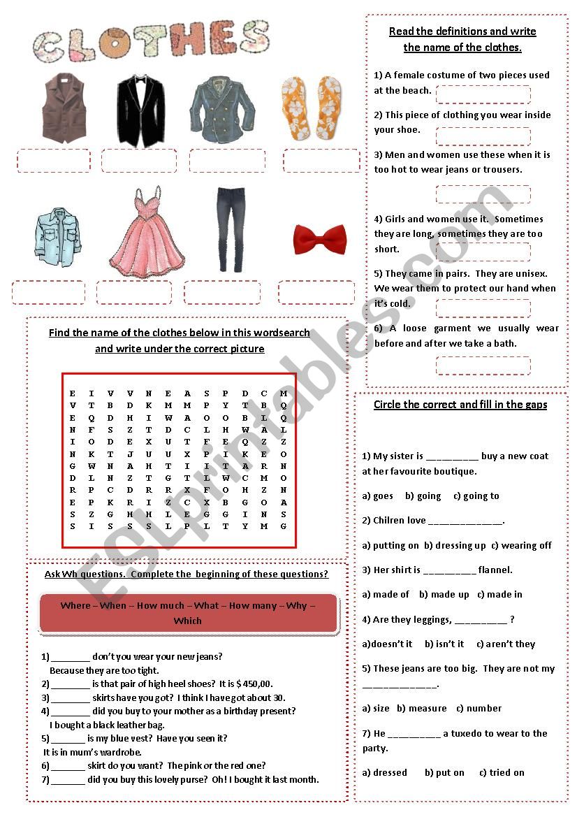 CLOTHES worksheet