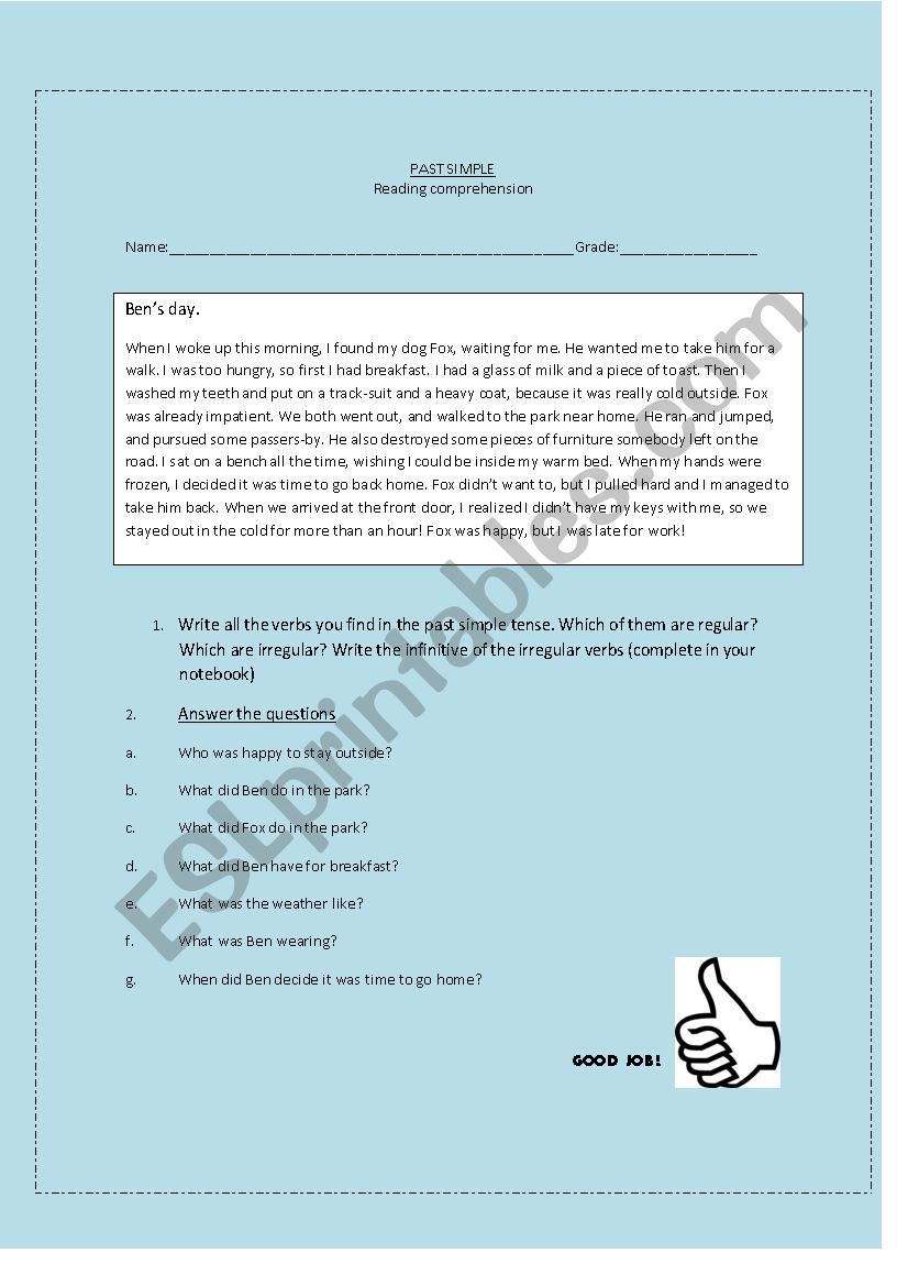 past simple worksheet