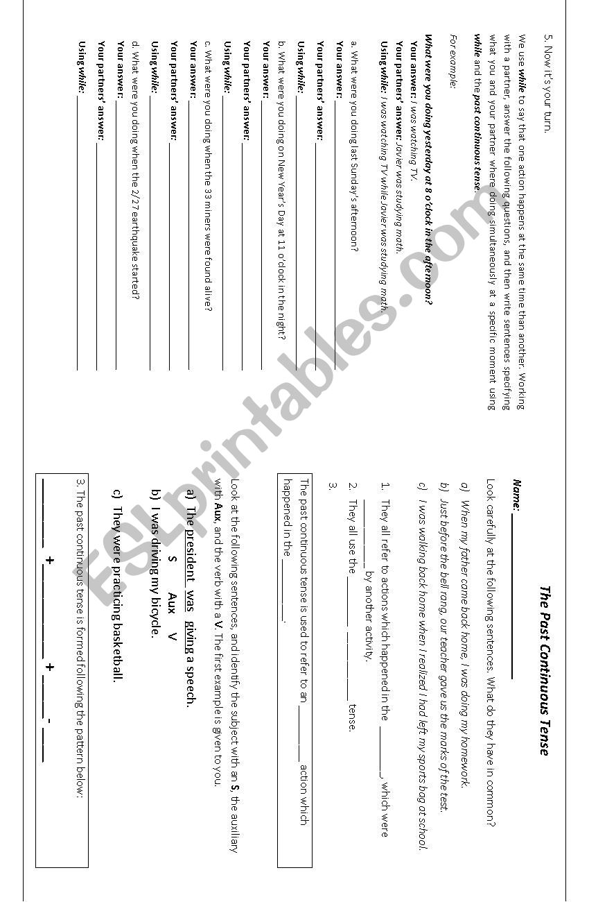 The Past Continuous Tense worksheet