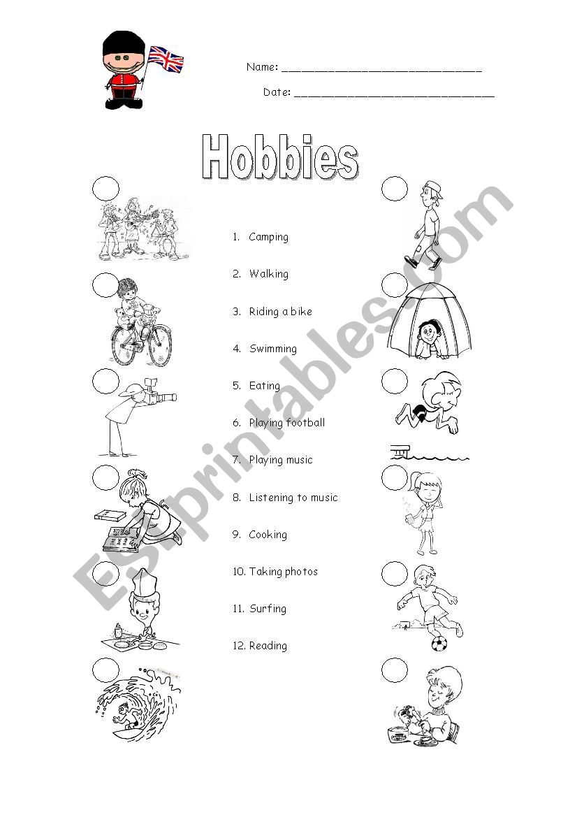 Hobbies worksheet