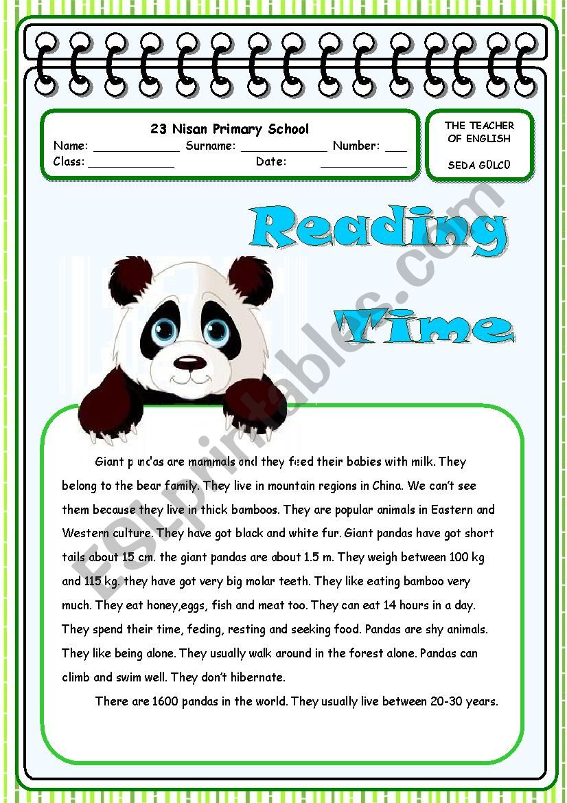 giant pandas worksheet