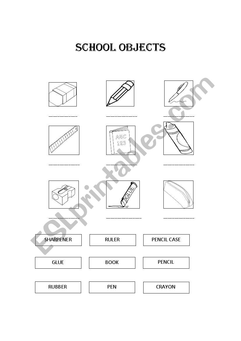 School Objects worksheet