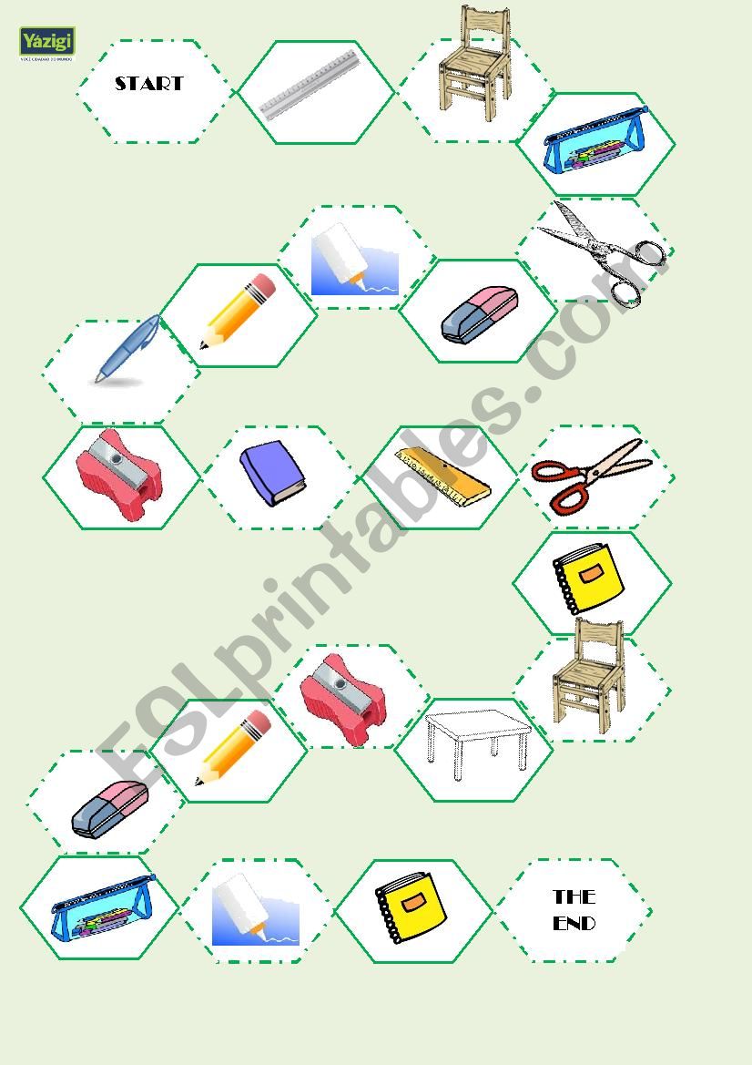 CLASSROOM MATERIAL BOARD GAME worksheet