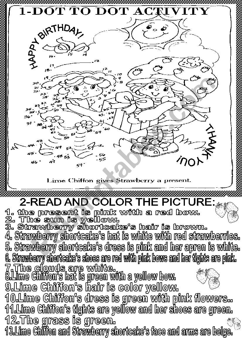 DOT TO DOT ACTIVITY / READ AND COLOR THE PICTURE