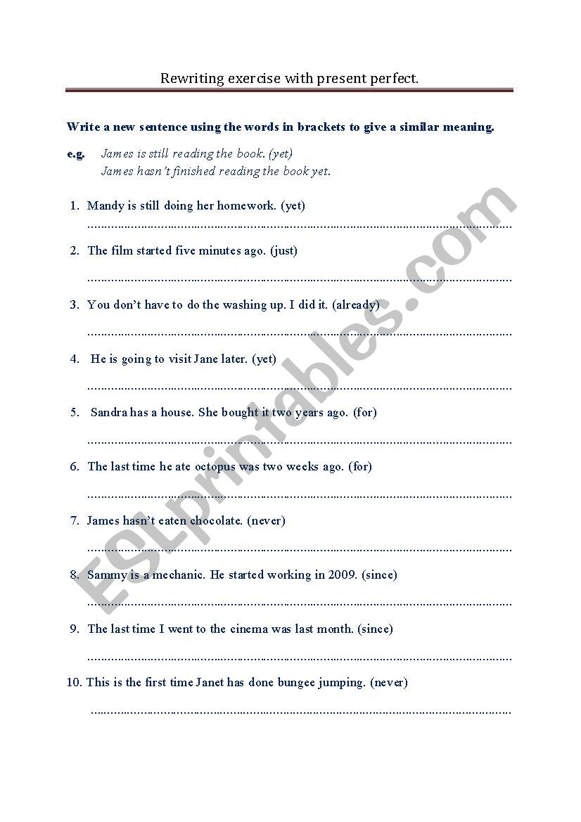 Rewriting exercise worksheet