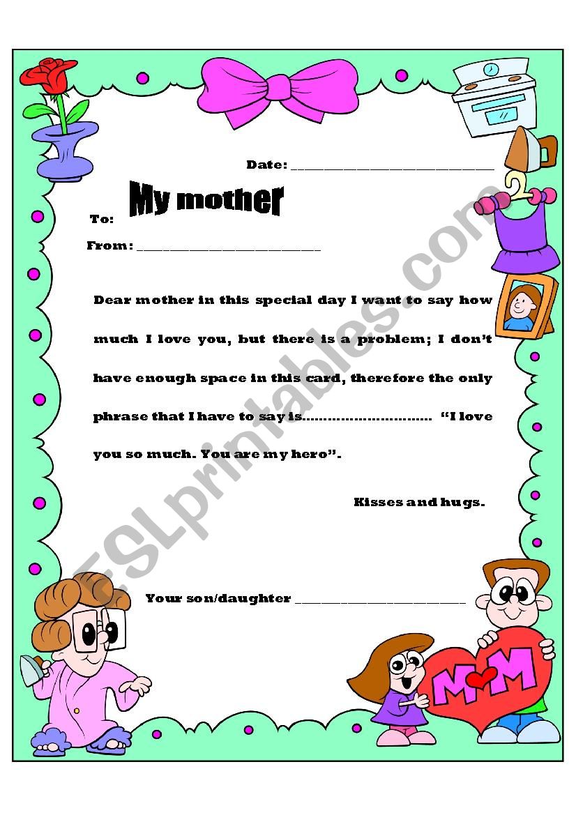 Happy Mothers Day worksheet