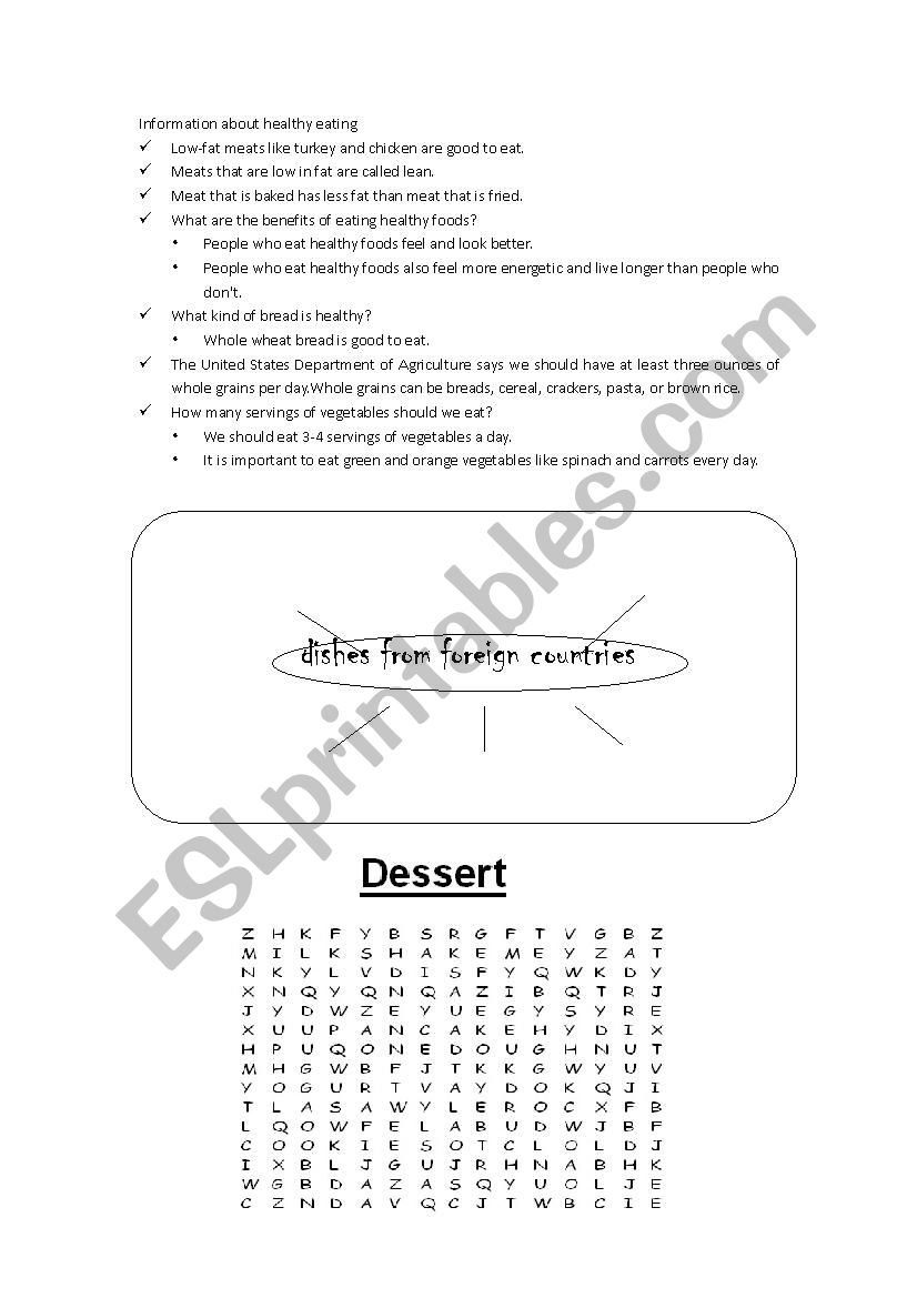 healthy eating worksheet