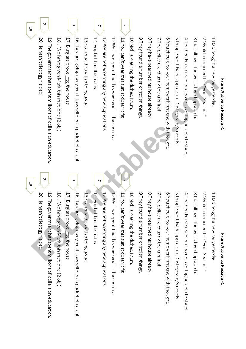 Active to Passivr worksheet