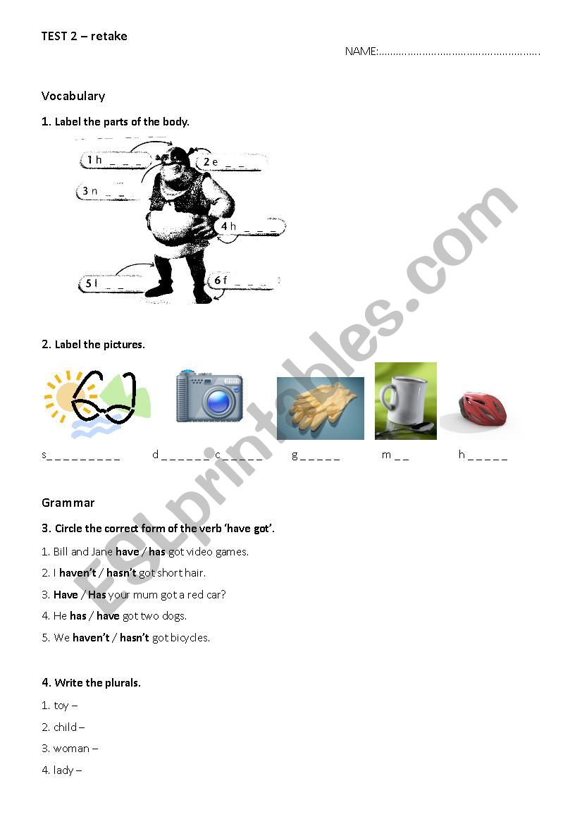 Starland 1 ,Retake Test 2 worksheet