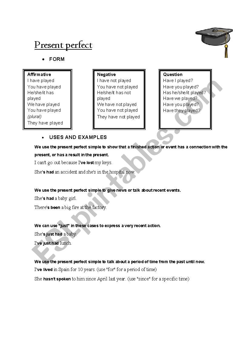 Present Perfect worksheet