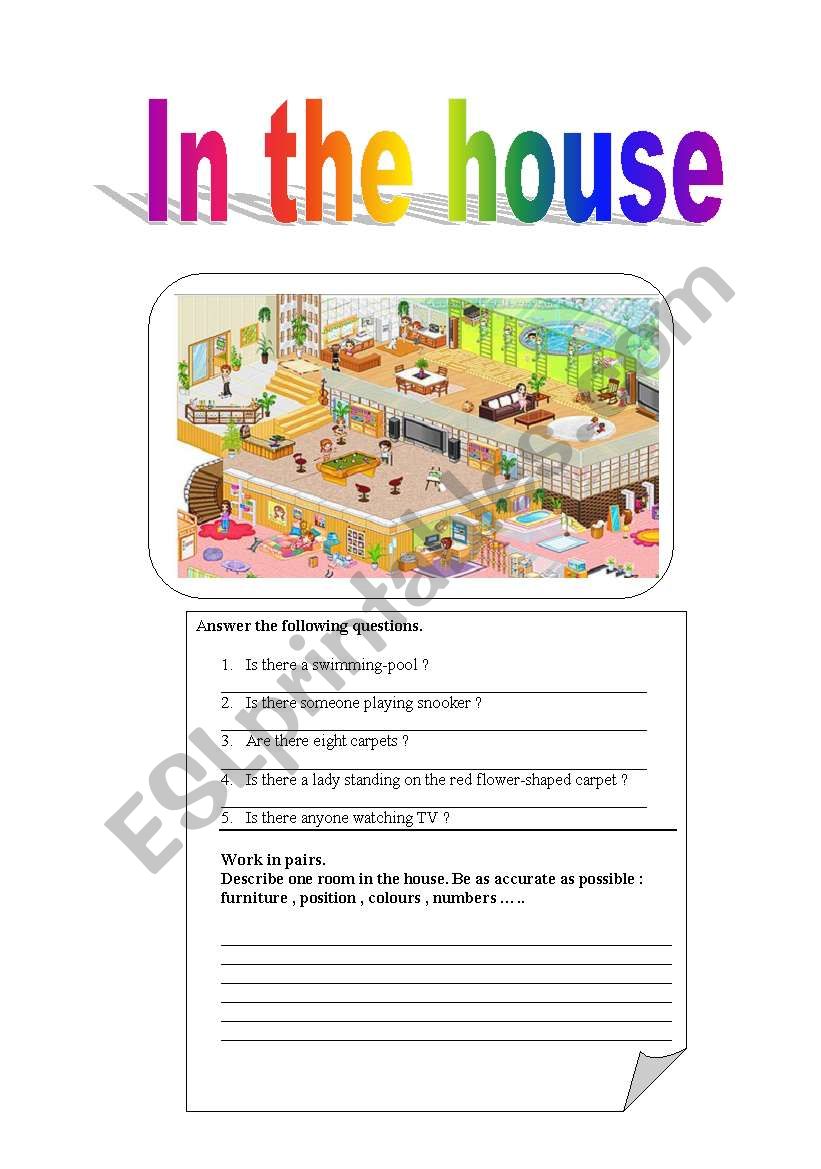 in the house worksheet