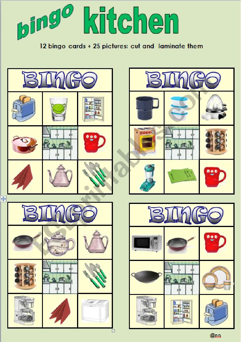 BINGO GAME KITCHEN PART 1 of 2