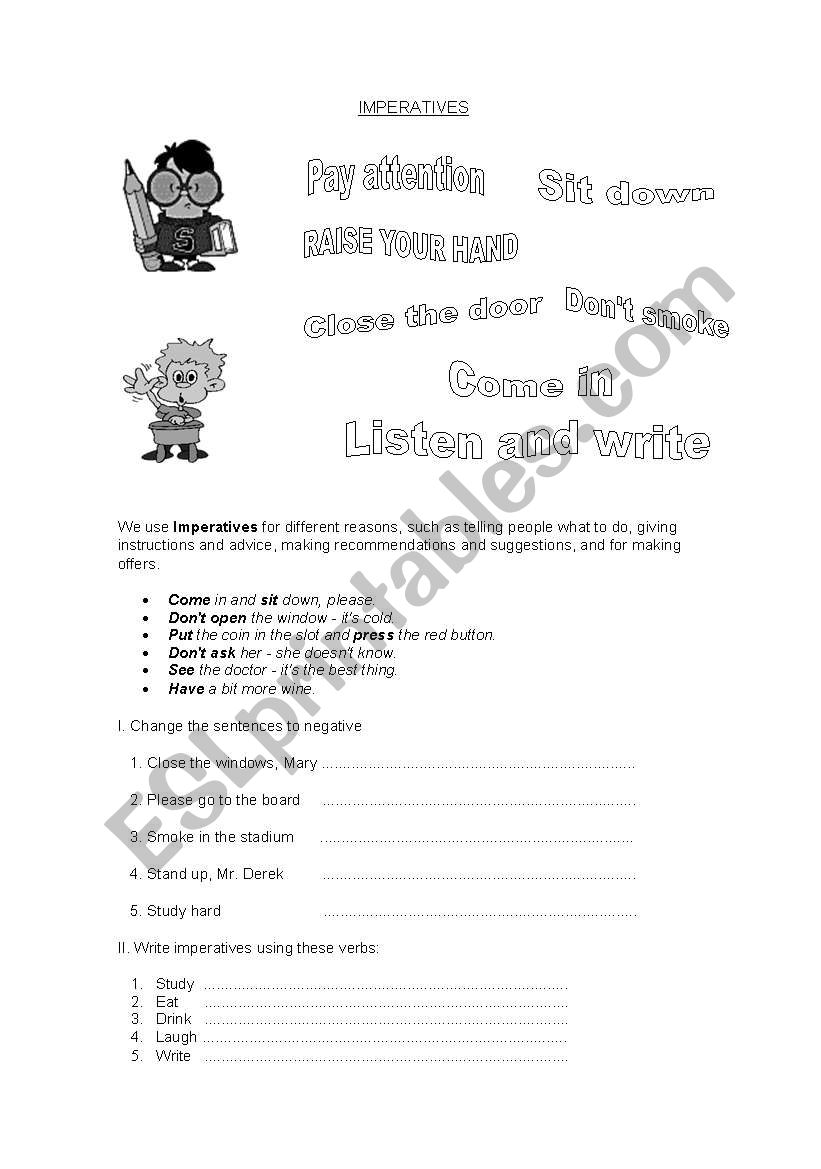 IMPERATIVES worksheet