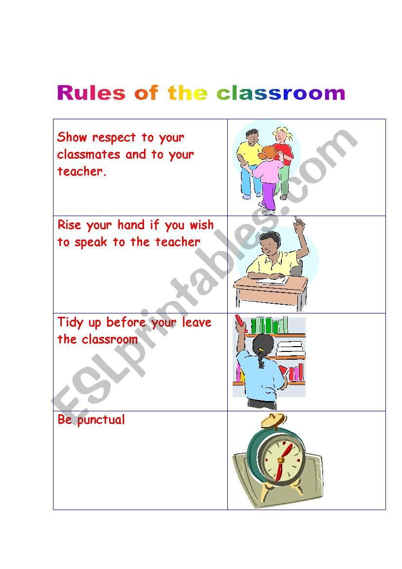 Rules of the Classroom worksheet