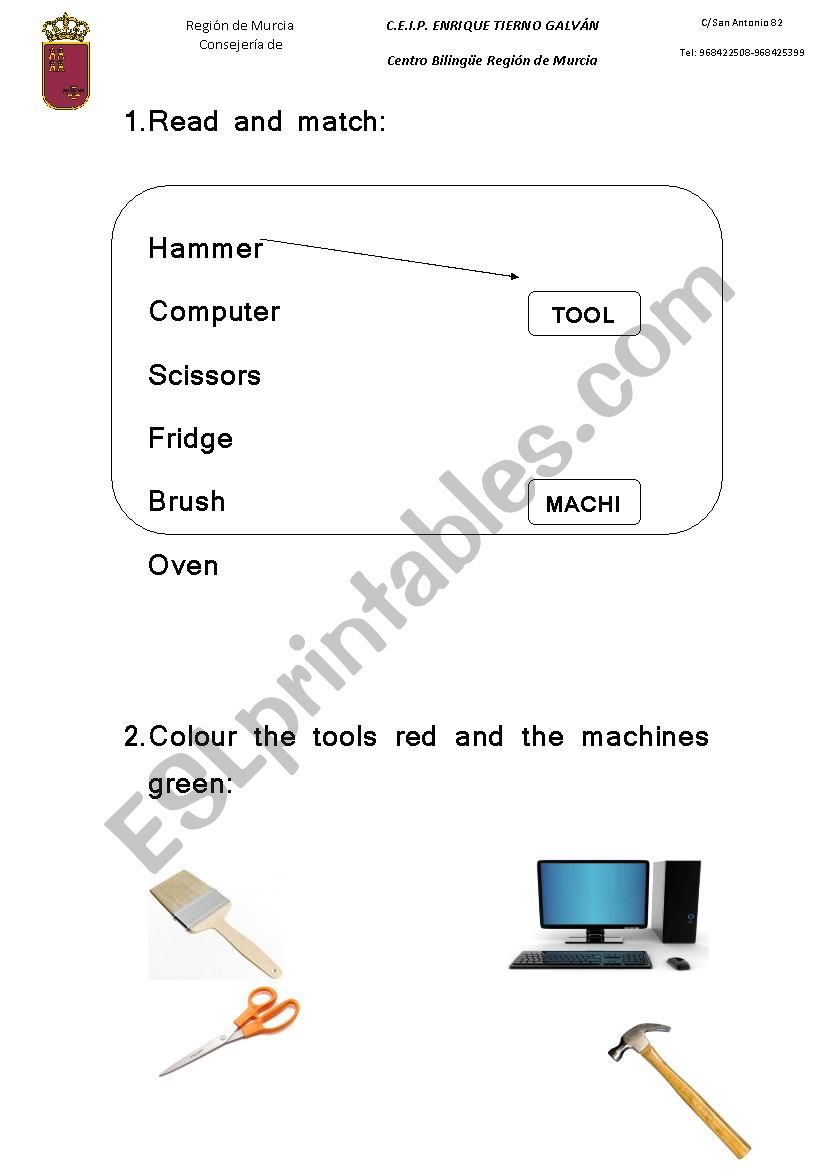 Tools worksheet