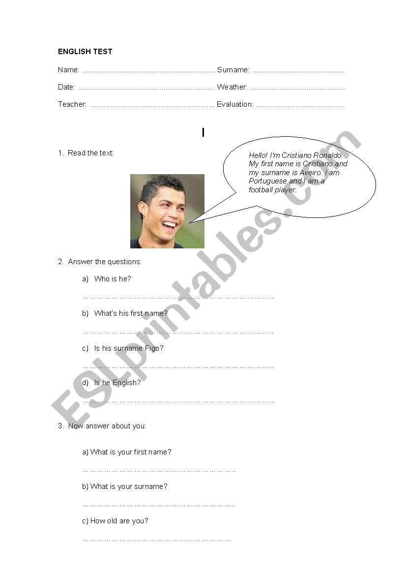 Testing your English worksheet