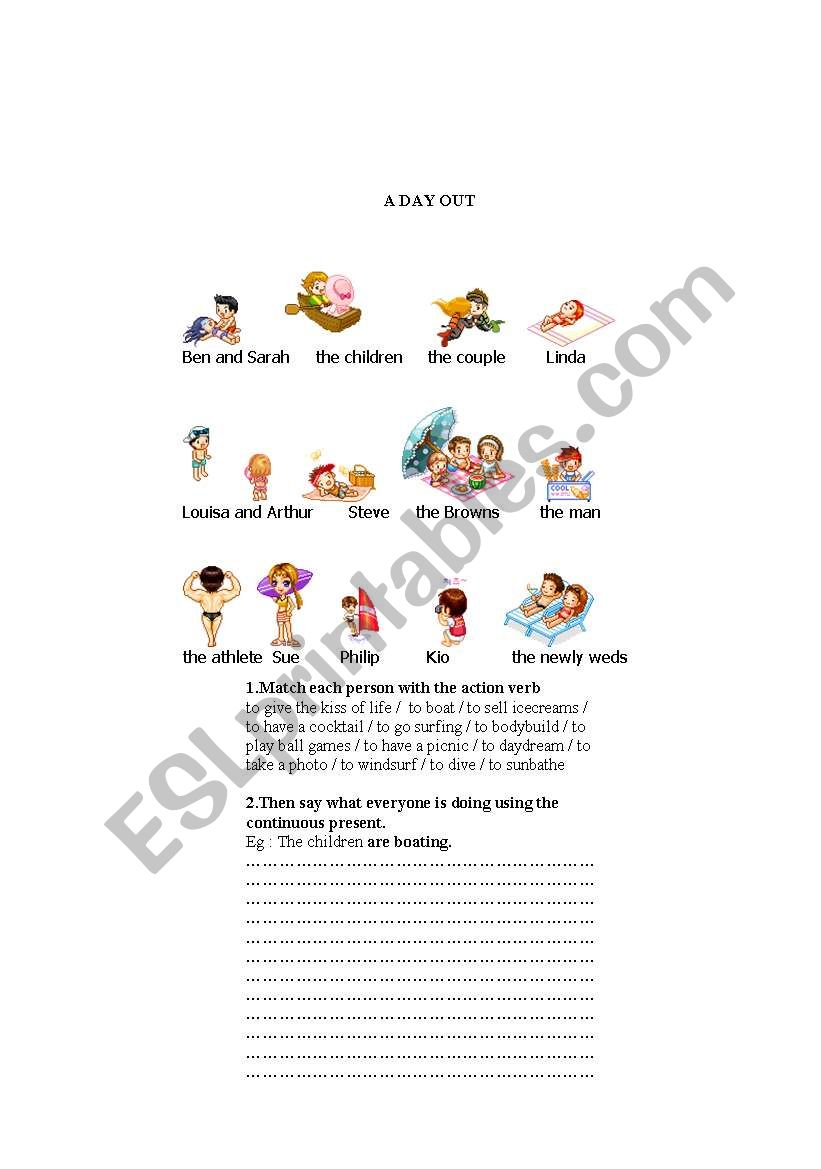 A DAY OUT worksheet