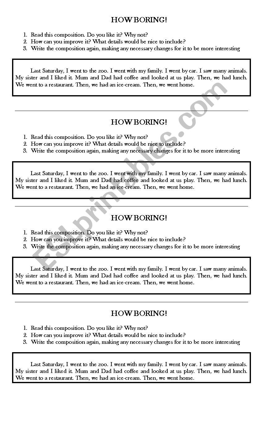 How Boring! worksheet