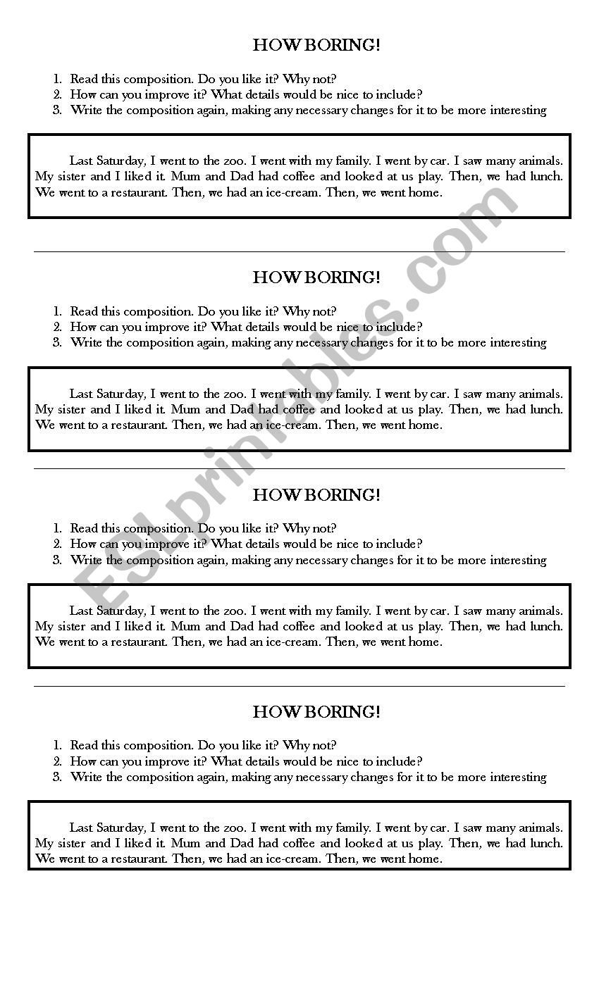 How Boring! worksheet