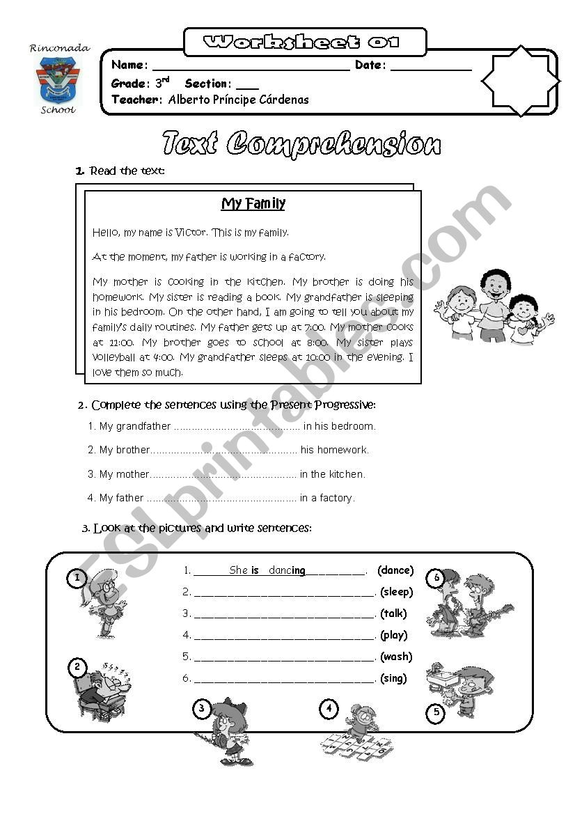 Present progressive worksheet