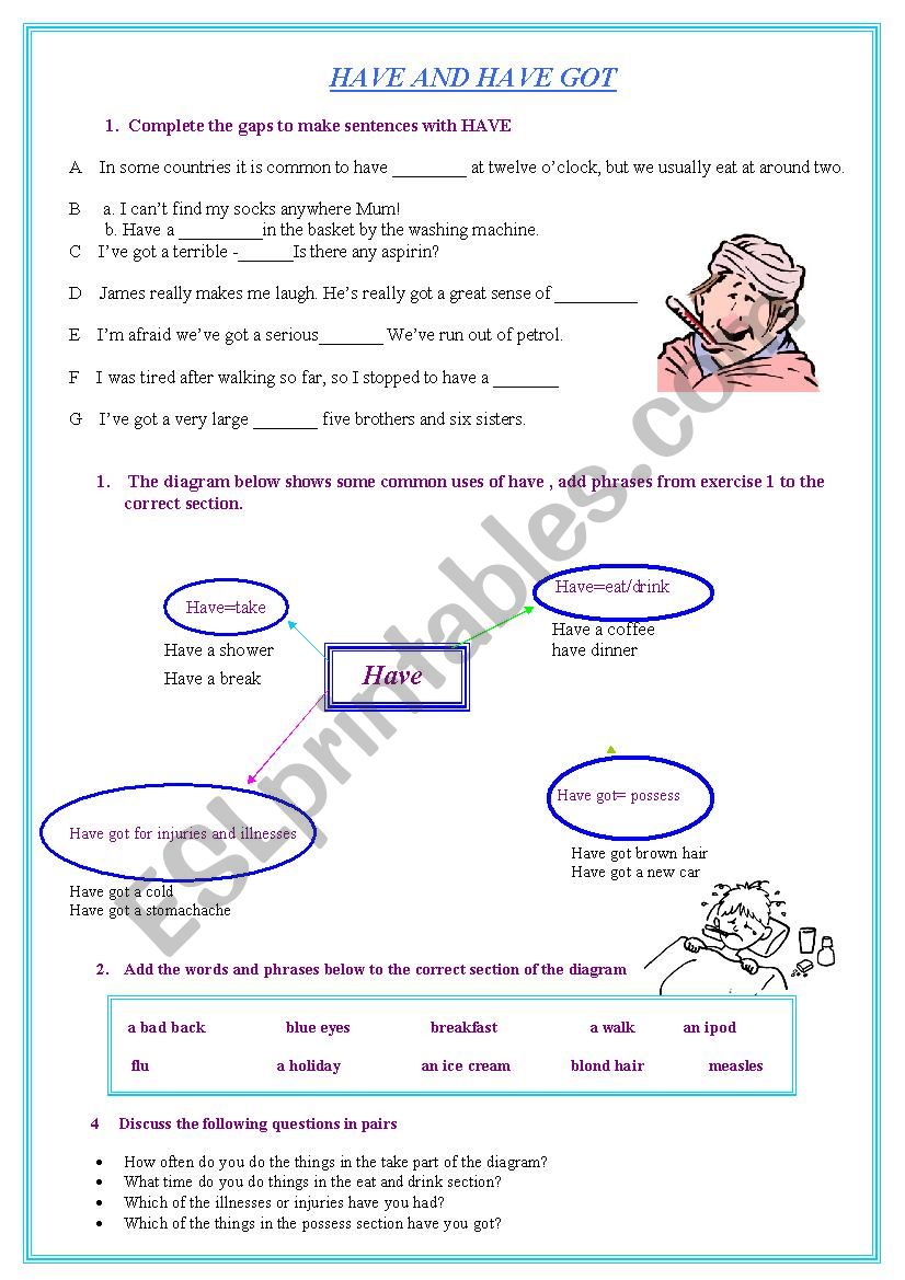 have  and have got worksheet