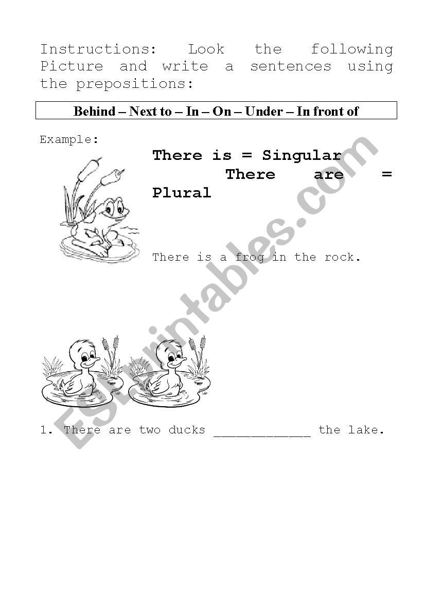 Use the prepositions worksheet