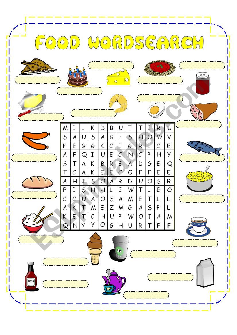 Food Crossword worksheet