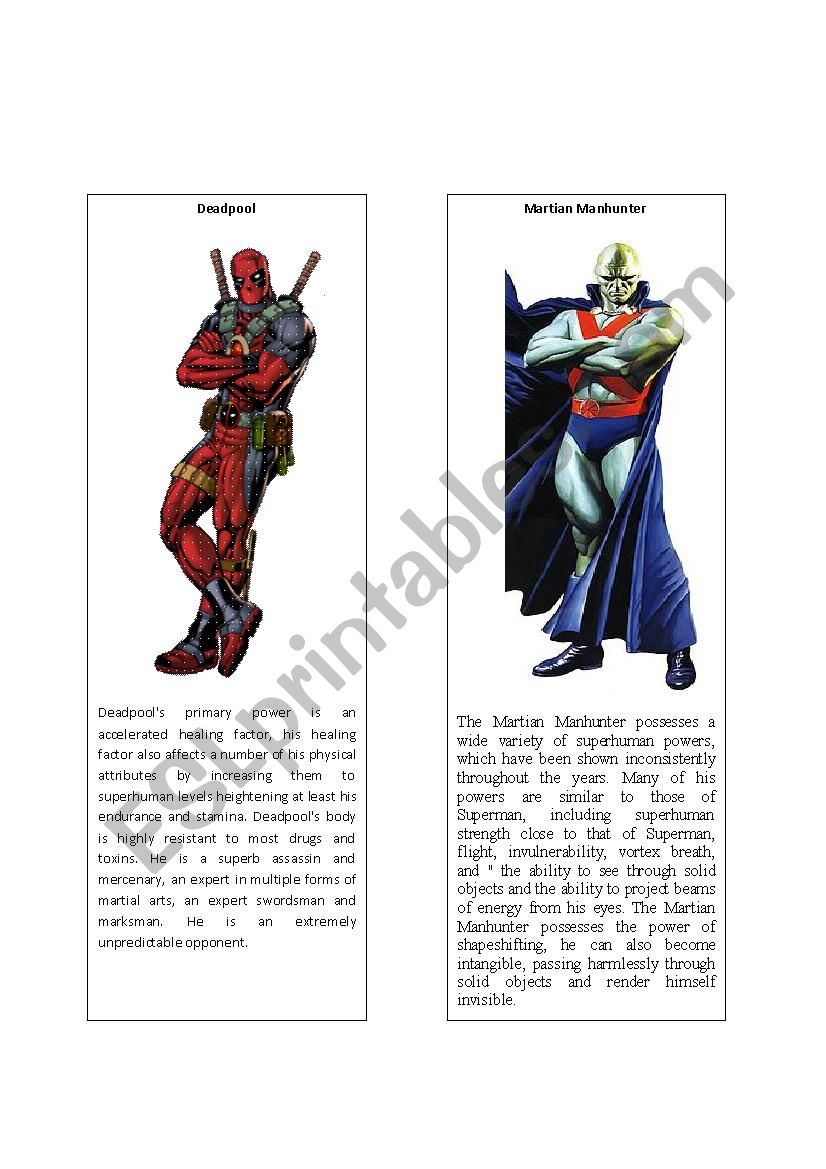 Superheroes 10 ( Martian Manhunter and Deadpool)