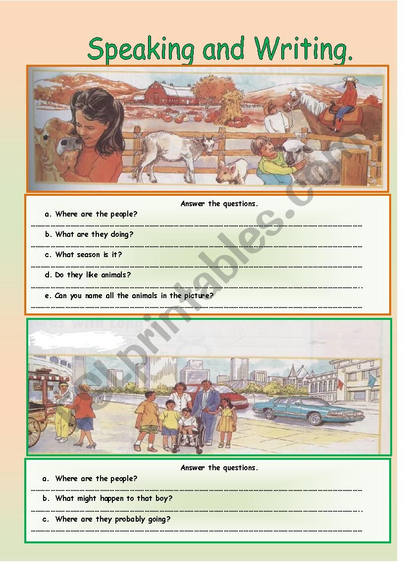 Speaking and Writing. worksheet