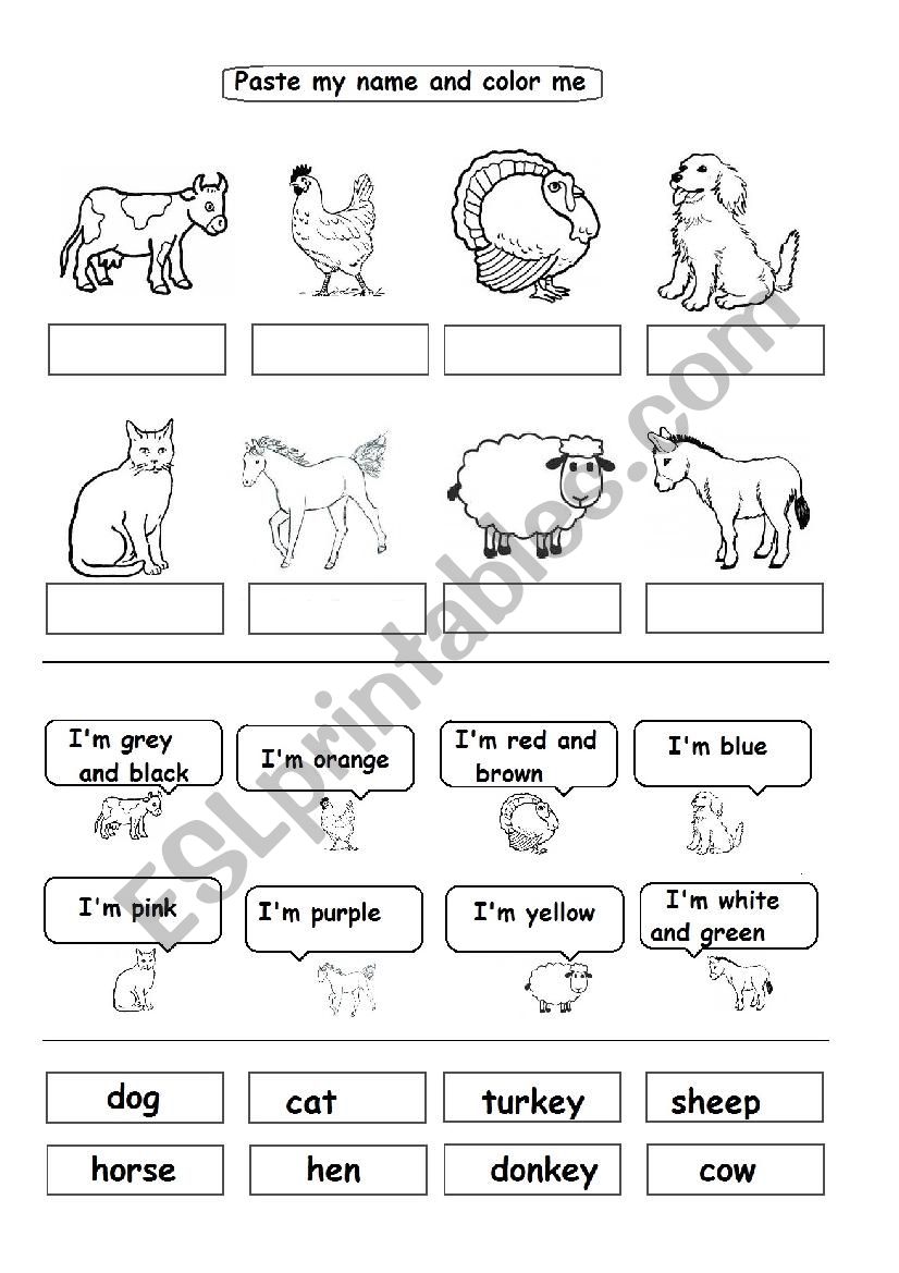 farm animal vocabulary worksheet