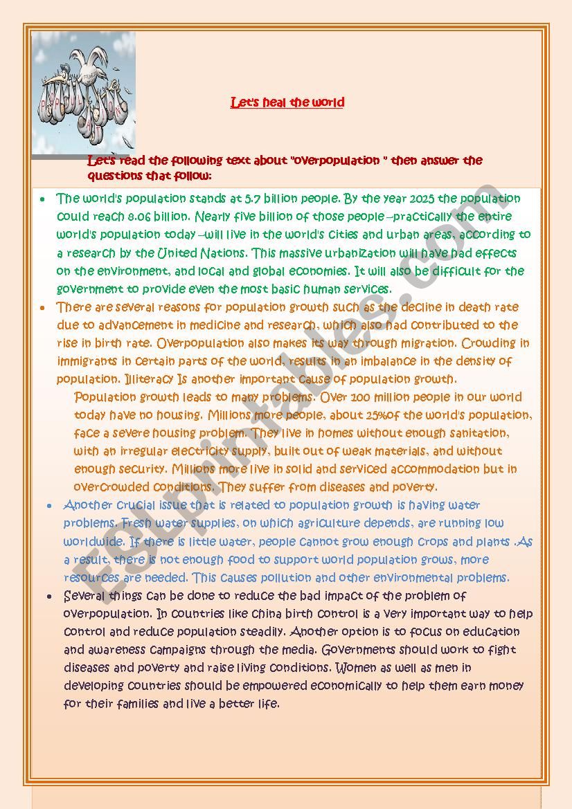 let´s heal the world (2) worksheet
